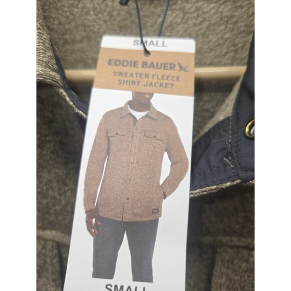 Eddie Bauer Jacket Mens Small Sweater Fleece Shirt Jacket Green Button Up - Picture 2 of 8